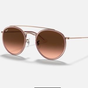 Ray-Ban Round Double Bridge Sunglasses in Copper/Pink/Gold